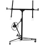 Drywall Lift 11FT, Drywall Lifter Panel Jack, 150LBS Heavy Duty Sheetrock Hoist with 360° Adjustable Telescopic Arm & Wheels (Black)