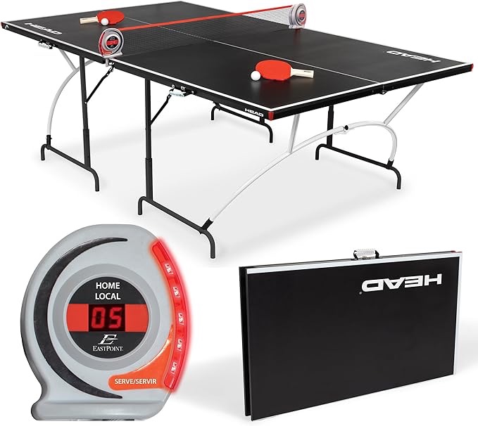 HEAD Mid Size Easy Set Up Table Tennis Table with Electronic Scorer - Junior Table Tennis Folding ping Pong Table -