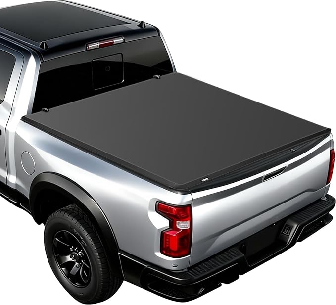 VEVOR Soft Quad-Fold Truck Bed Tonneau Cover. Meodel OETETC-7036, Split Tailgate, Waterproof Folding Truck Tonneau Cover