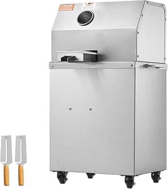 vevor electric sugar cane juicer, 800w sugarcane juicer machine with 661lbs/h high output, 3 stainless steel rollers, 2.4" large inlet, sugarcane juice extractor squeezer on wheels for home/commercial