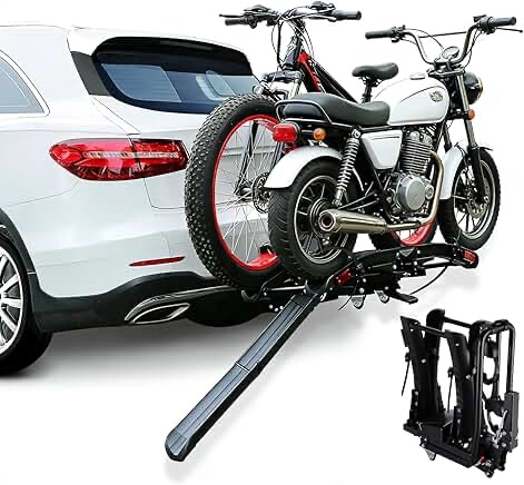 Ebike Rack with Ramp for 2" Receiver, 2 Hitch Bike Rack for Car/SUV, Up to 5’’ Fat Tire, 160 lbs Capacity, with Locks, Tiltable, Wheels for Easy Transport
