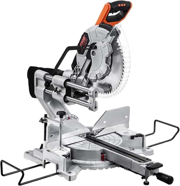 VEVOR Sliding Compound Miter Saw, 12-Inch Blade, 15 Amp Motor, 60-Tooth, Corded Double Bevel Sliding Miter Saw, LED Precision Alignment, Angle Adjustable, for Wood, Composite Decking, Laminates. open box return