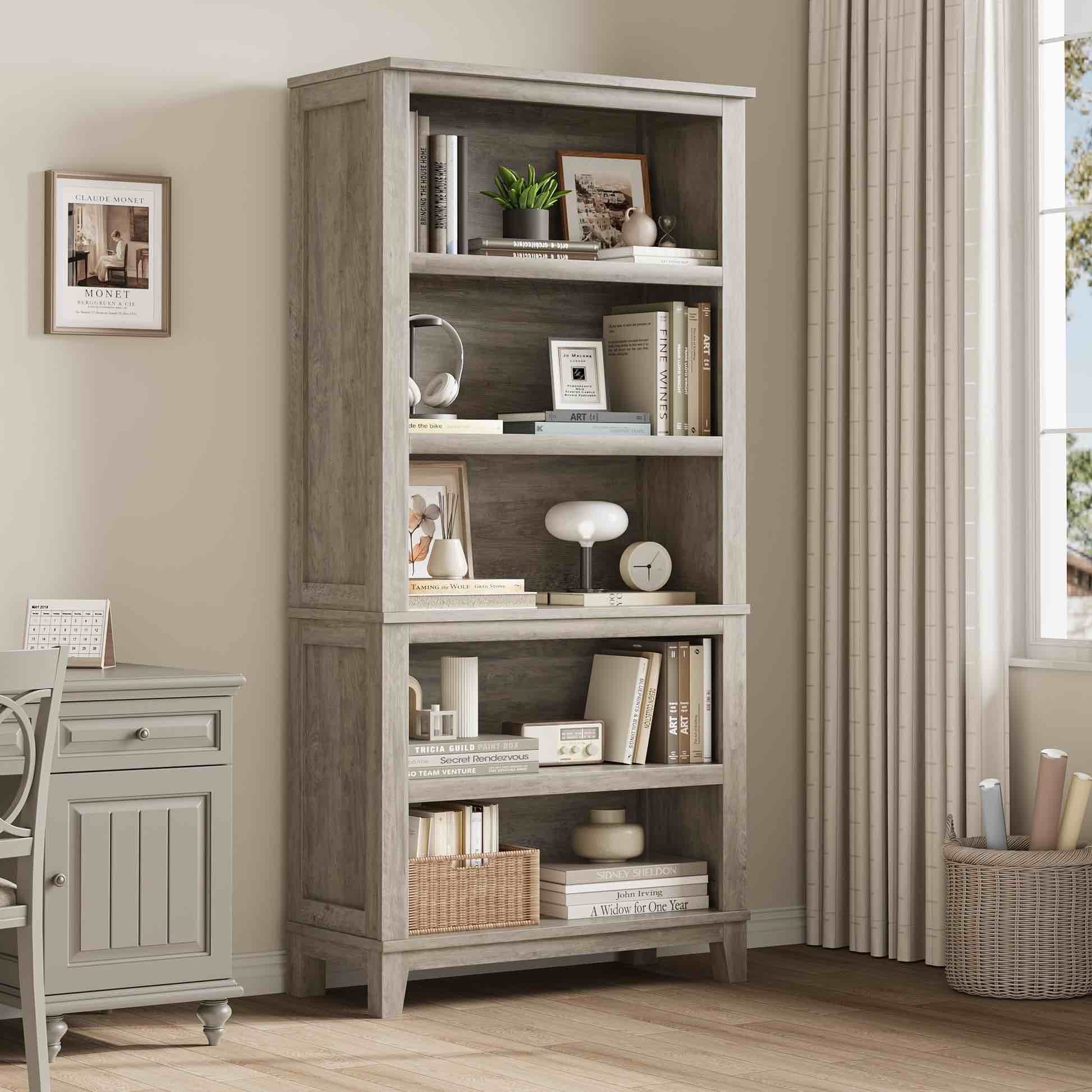 Garvee 5 Shelf Bookcase. Grey. Open Box Return