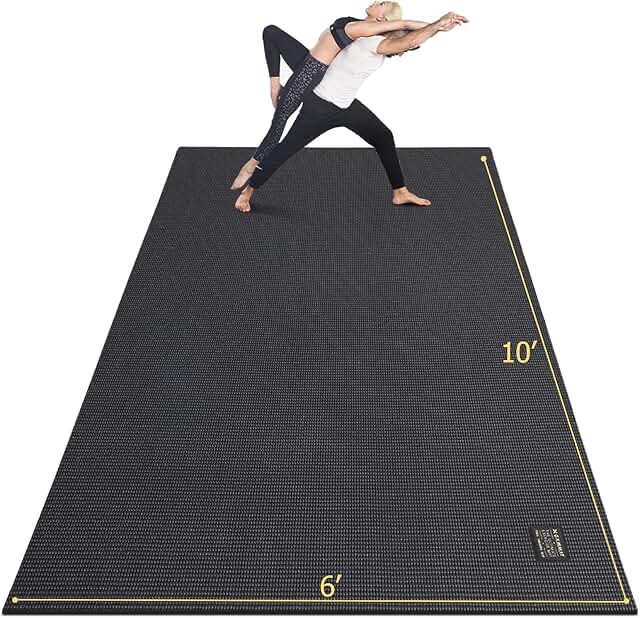 gxmmat large yoga mat 12'x6'/10'x6'/6'x8'(7mm), extra thick workout mats for home gym flooring, ultra comfortable non-slip quick resilient barefoot wide exercise mat for pilates, stretching,meditation