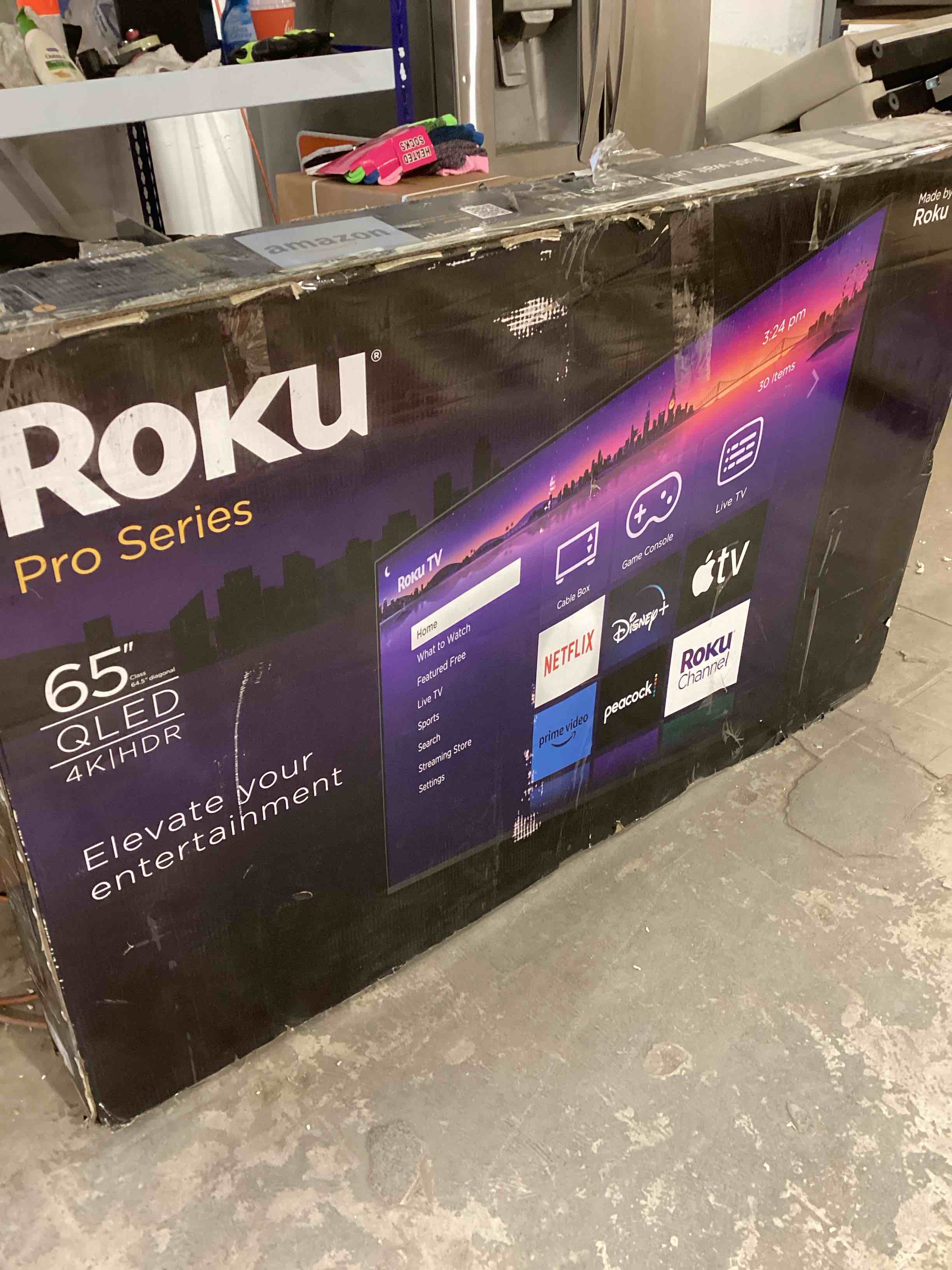 Condition photo showing Good Condition for Roku Smart TV – 65-Inch Pro Series, Mini-LED TV – RokuTV with Backlit Voice Remote Pro – Flat Screen 4K QLED Television with 120Hz Refresh Rate & Dolby Vision IQ, Live News, Sports, Entertainment. Untested appears in good condition. Use preview