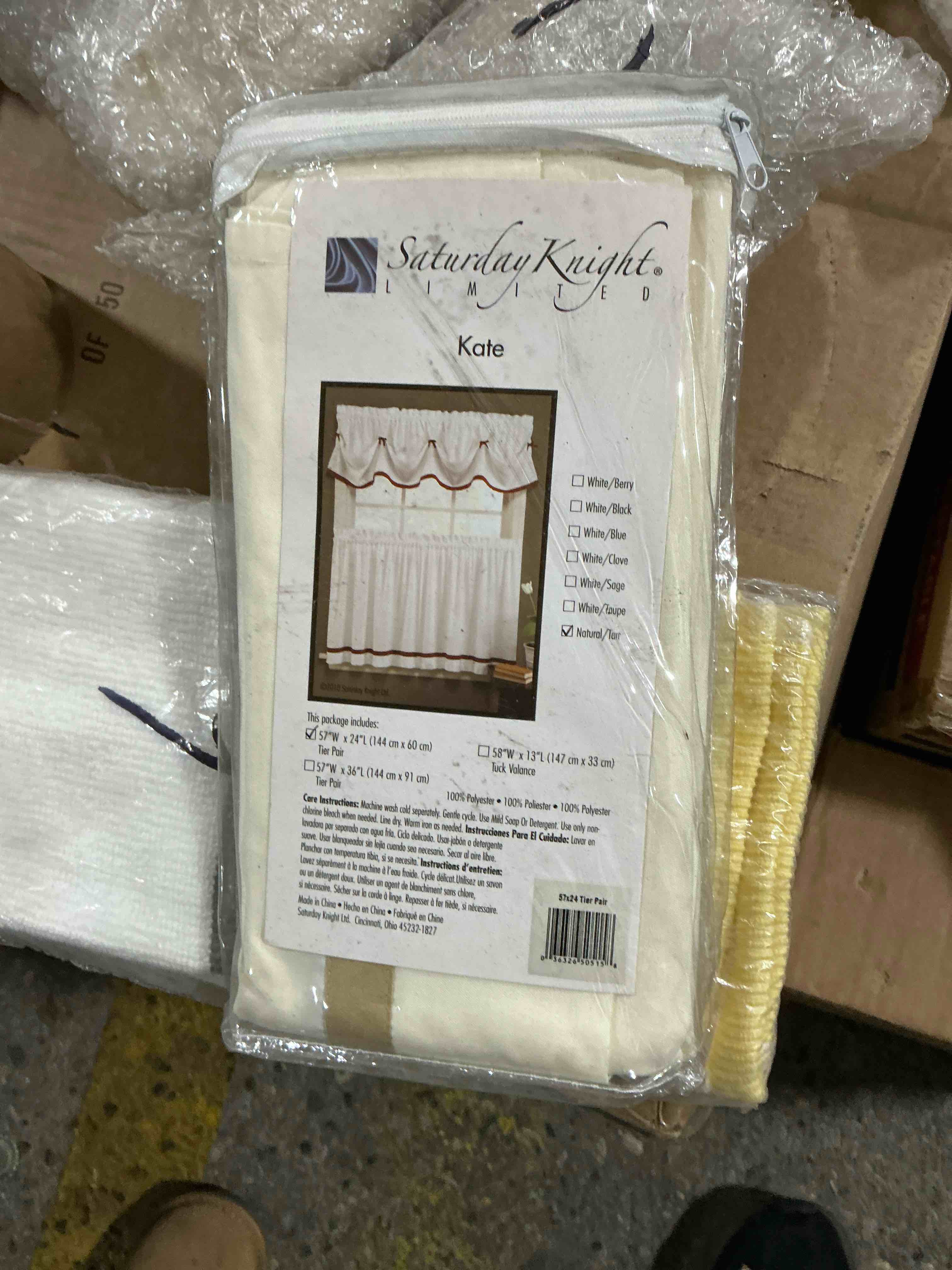 Saturday Knight Ltd Kate High Quality Stylish Classic And Beautiful Look Window Tier Pair - 2 Piece - 57x24   Naturl/Tan