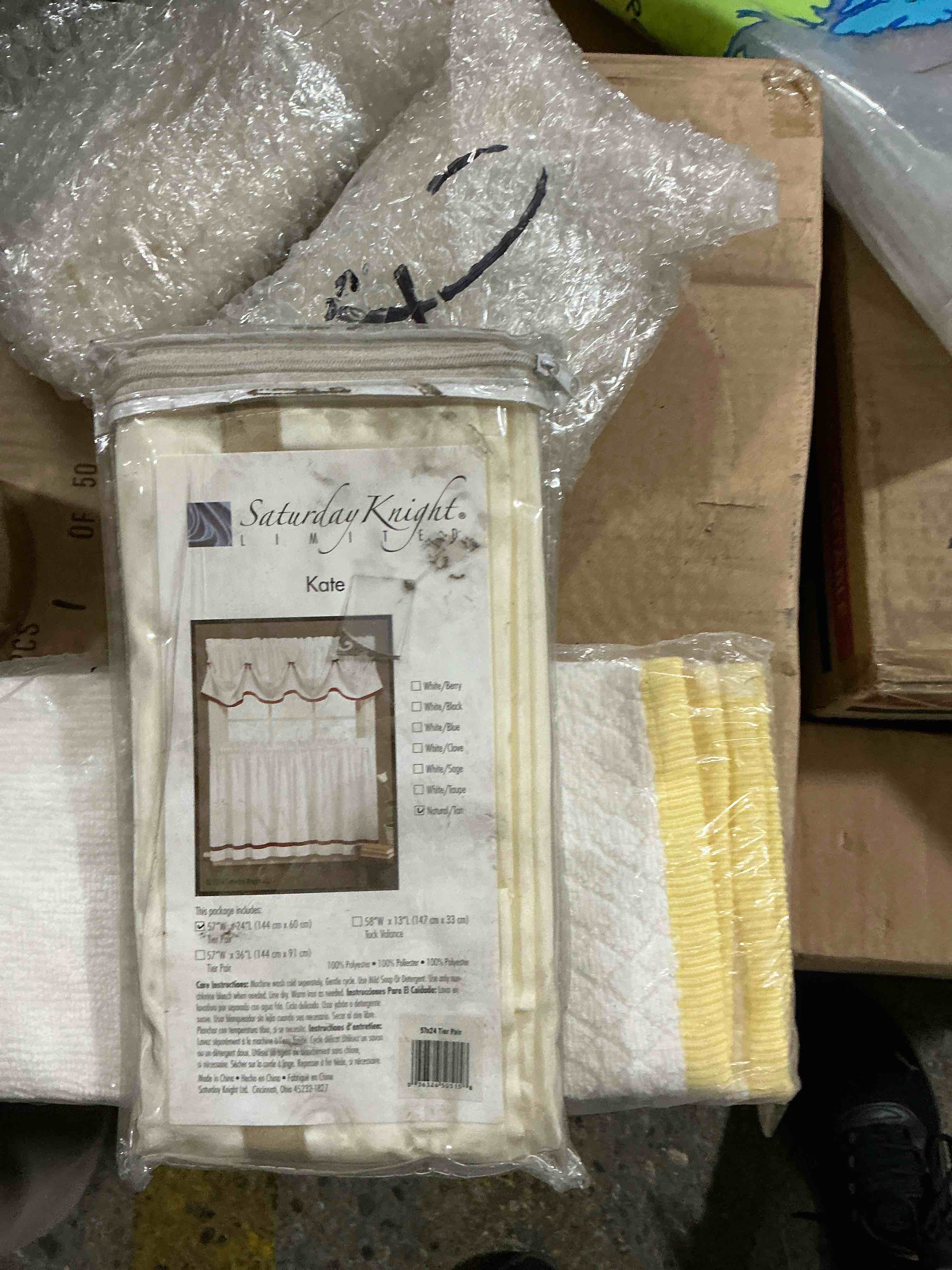 Saturday Knight Ltd Kate High Quality Stylish Classic And Beautiful Look Window Tier Pair - 2 Piece - 57x24   Naturl/Tan