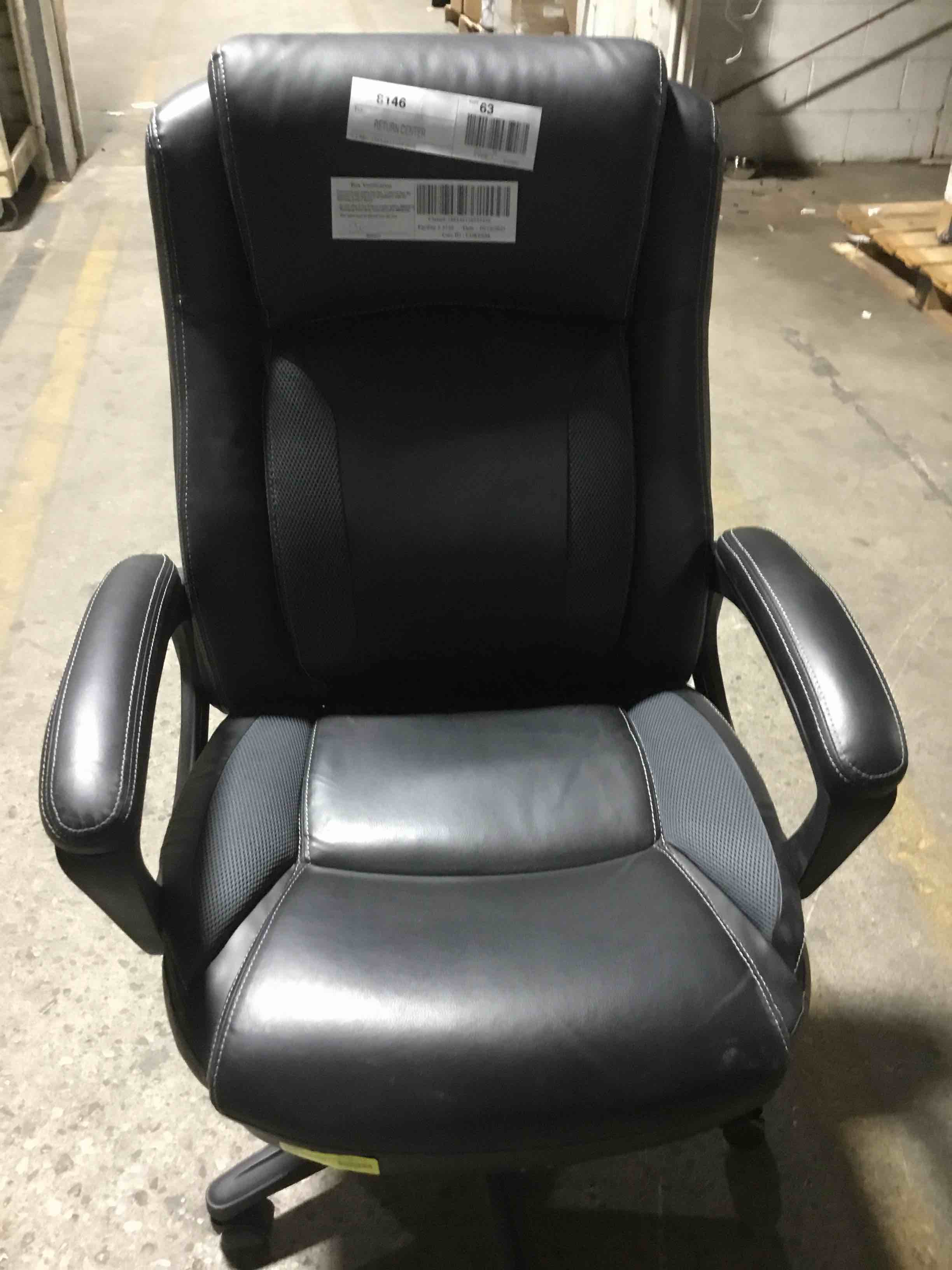 Furmax Office Executive Chair High Back Adjustable Managerial Home Desk Chair, Swivel Computer PU Leather Chair with Lumbar Support (Black)