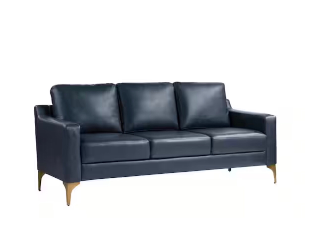 Serta Francis 78 in. Square Arm Faux Leather Rectangle Sofa in Navy Blue