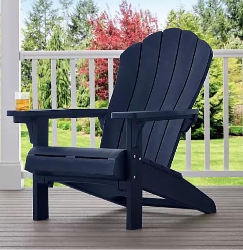 Keter Alpine Adirondack Resin Outdoor Furniture Patio Chairs with Cup Holder-Perfect for Beach, Pool, and Fire Pit Seating blue