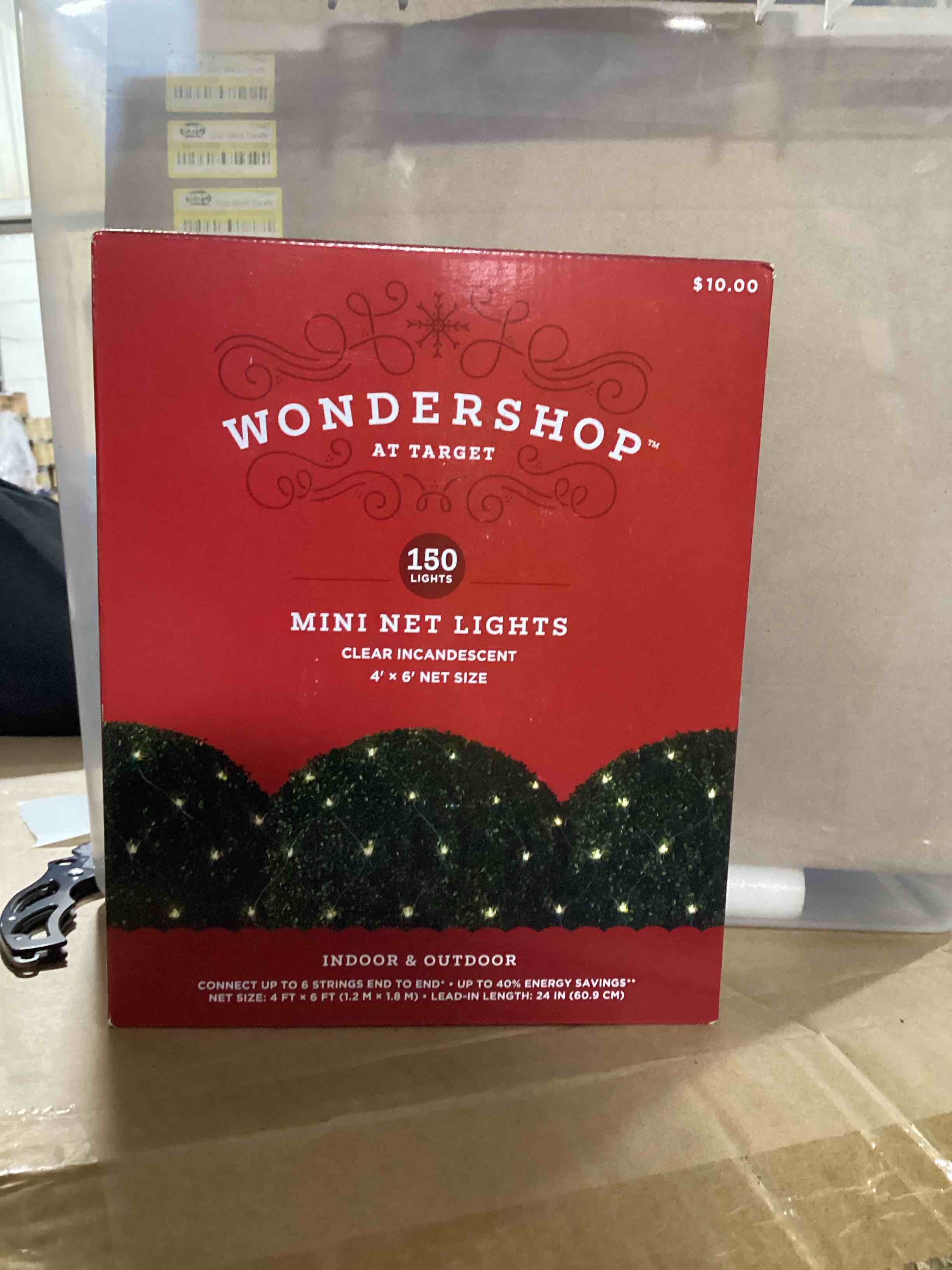 150ct 4'x6' Incandescent Mini Christmas Net Lights Clear with Green Wire - Wondershop™