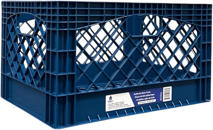 Heavy-Duty Stackable Storage Crate, 24-Quart Capacity, Blue, 50 lb Weight Capacity
