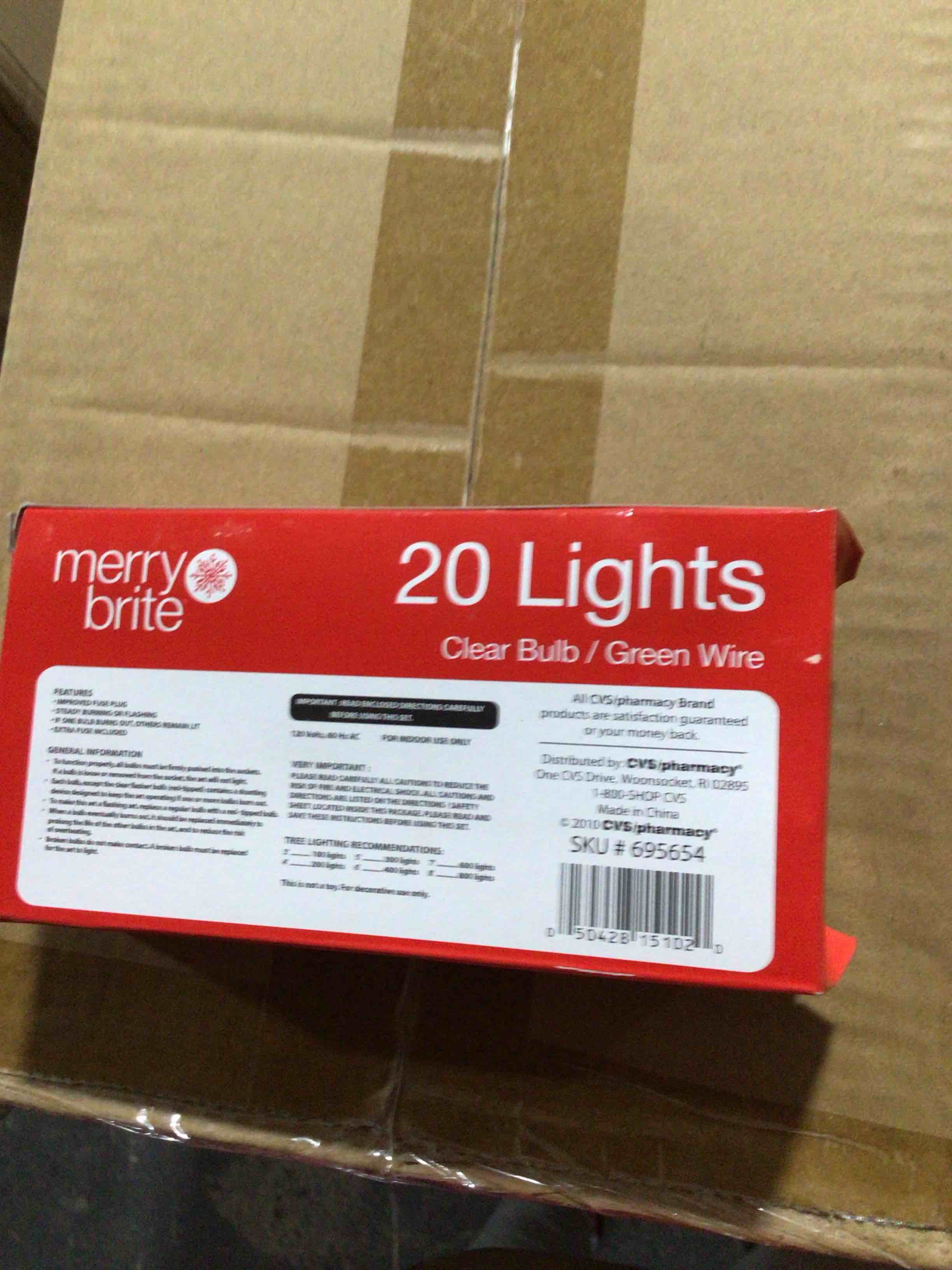 Merry Brite 20 Lights Clear Bulb/Green Wire 5 Ft.