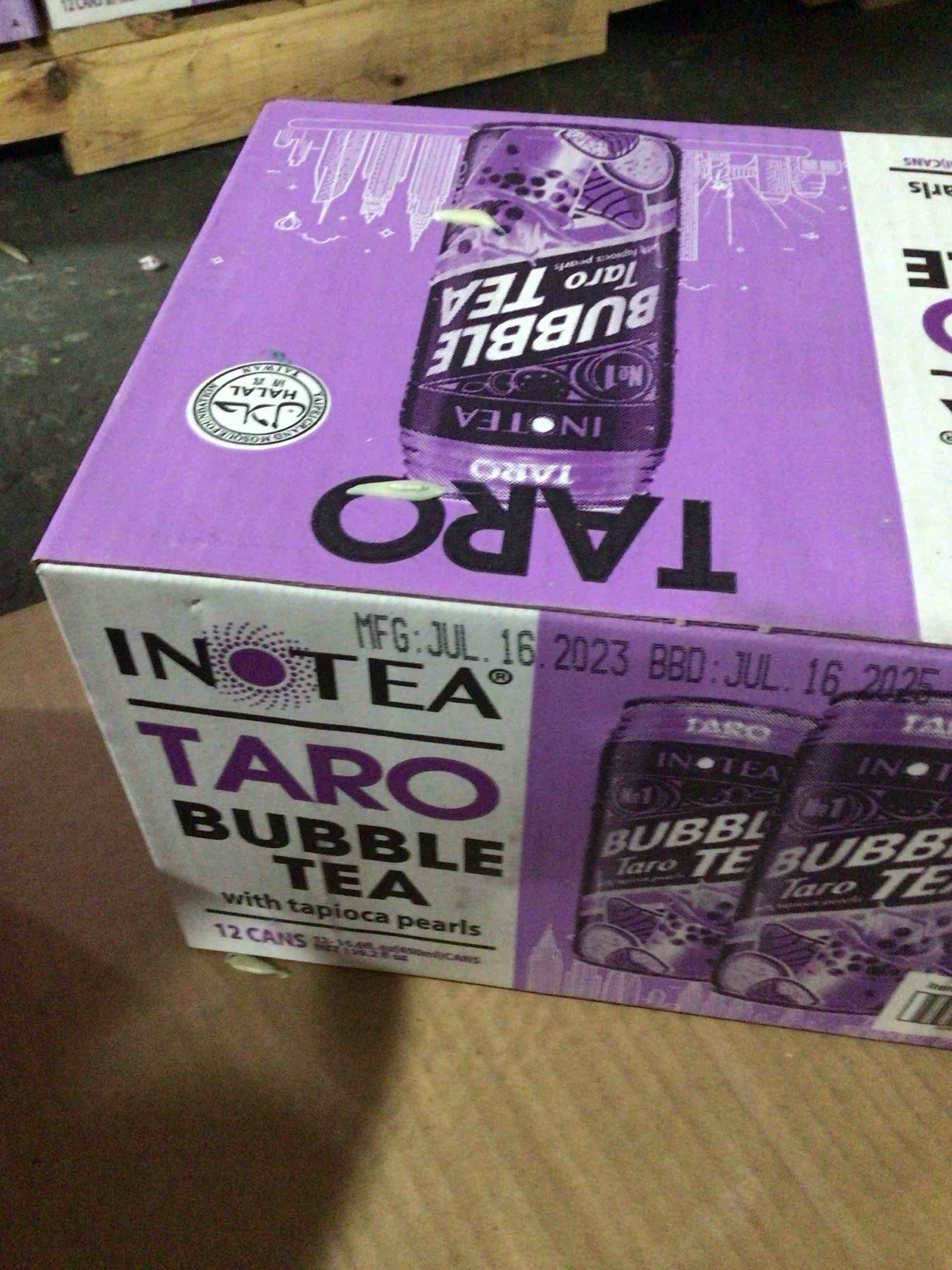 Inotea, Bubble Milk Tea Taro With Tapioca Pearls, 16.6 Oz (Case Of 12) BB 7.22.25 