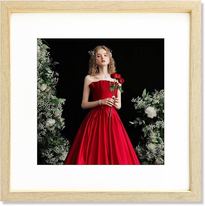 20x20 Frame Wood Color, Display Picture 16x16 with mat or 20x20 Without mat, Photo Poster Picture Frame Wall Mounting Home Decor,