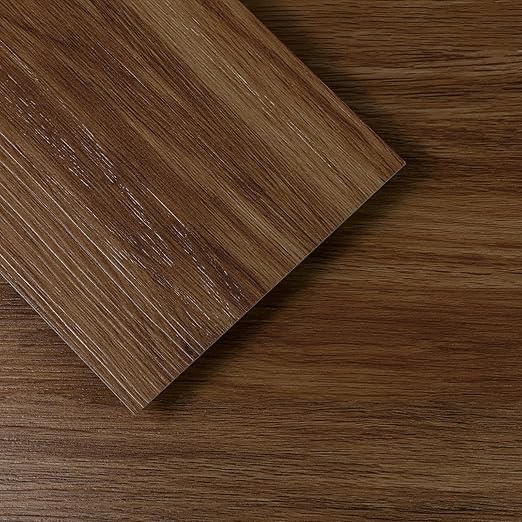 Yun-aeon Reddish Brown Peel and Stick Floor Tiles 12-Pack 18 Sq Ft Stripe Self Adhesive Wood Grain Planks Removable Vinyl Flooring Art Deco for Bedroom Living Room