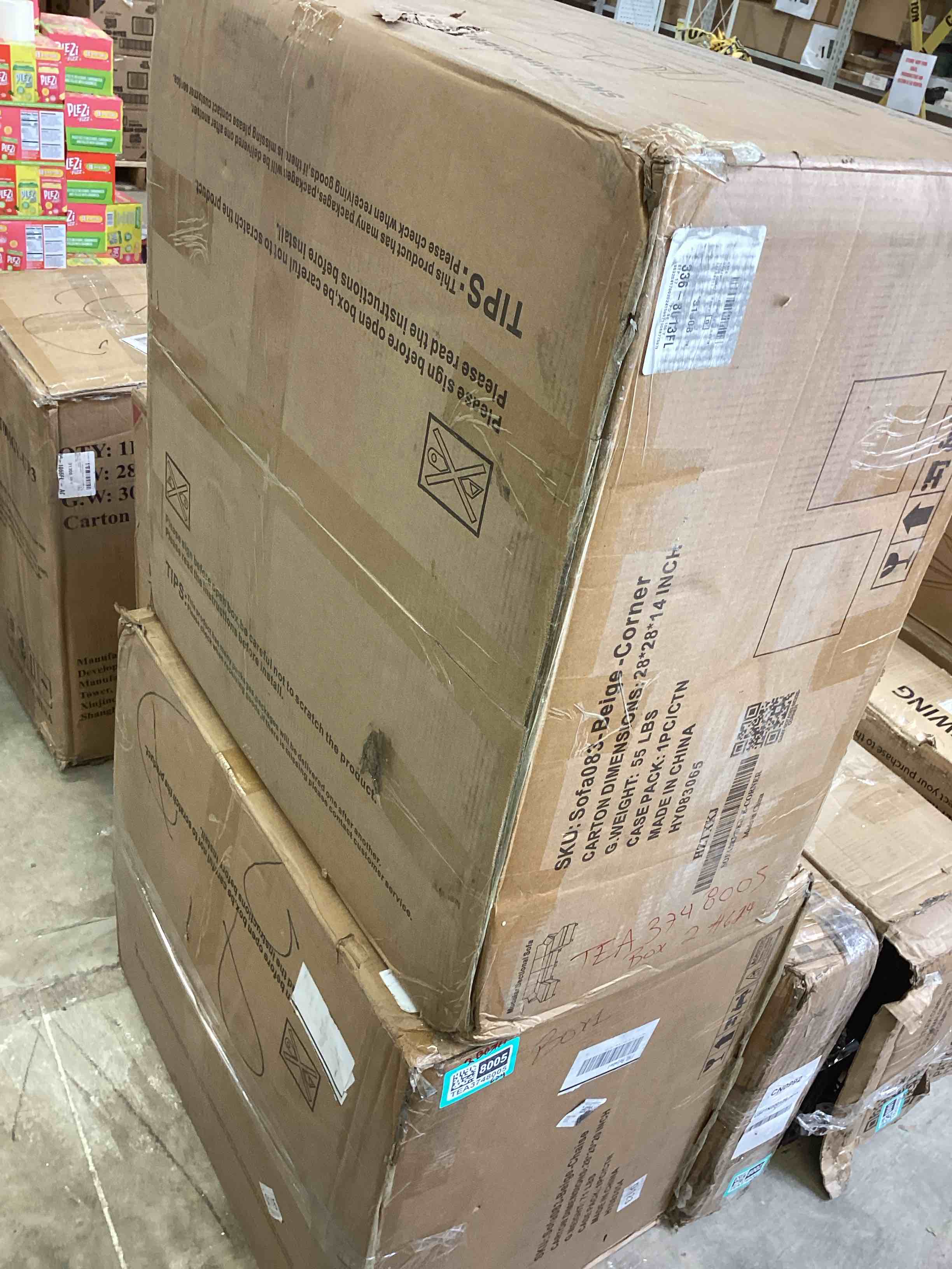 Condition photo showing New/Like New for modular sectional sofa with storage, u shaped sectional couch for living room, convertible modular sofa couch with ottomans, high supportive & soft sponge, beige (pickup 2 boxes) (incomplete only an armless /an ottoman seat/ corner seat) 