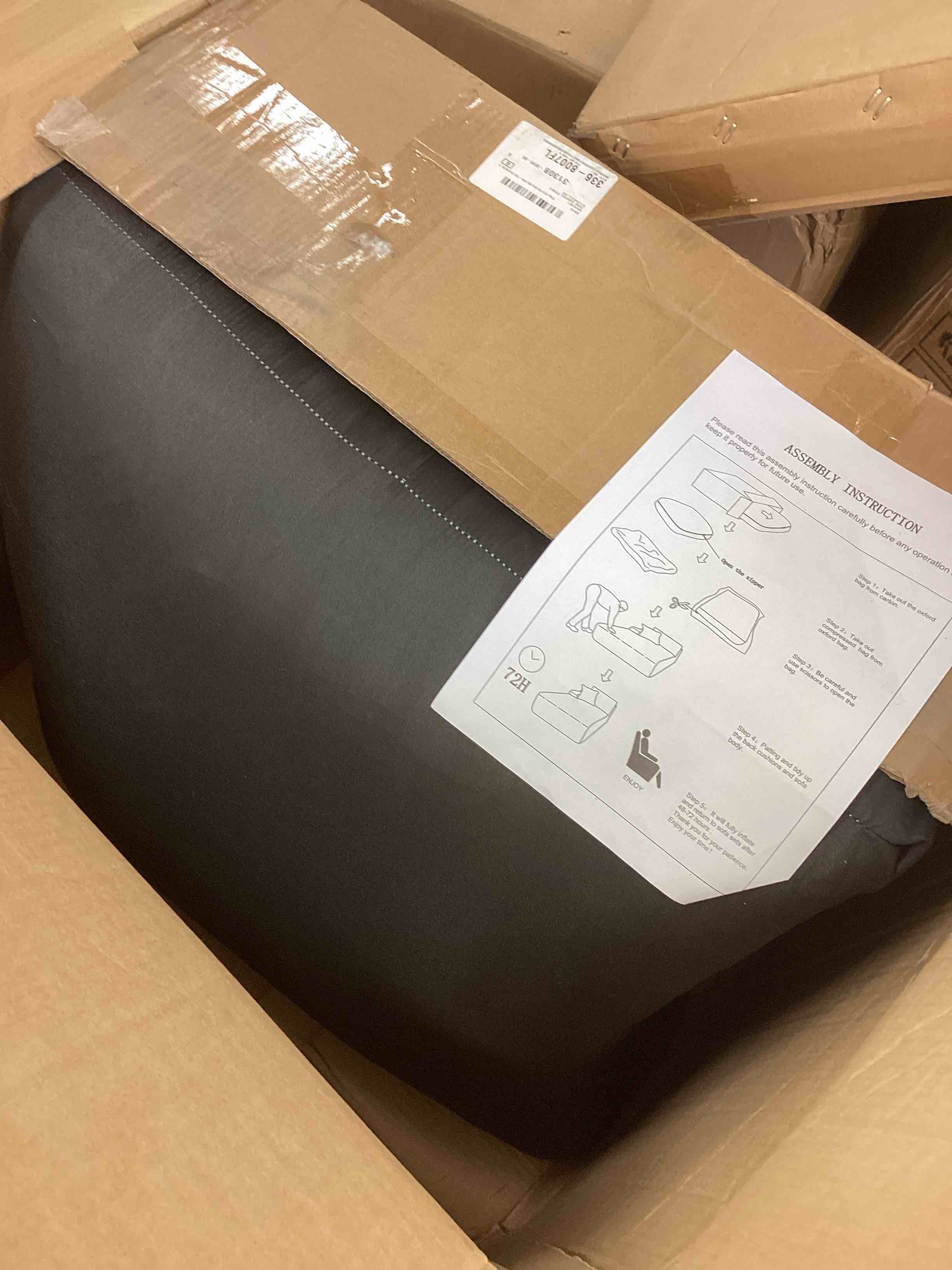 Condition photo showing New/Like New for mangodan cloud sectional sofa, boneless couch for living room, modular sectional sofa with deep seat, fluffy comfy couch with l-shaped chaise, no assembly required, beige (incomplete only one box only chaise)