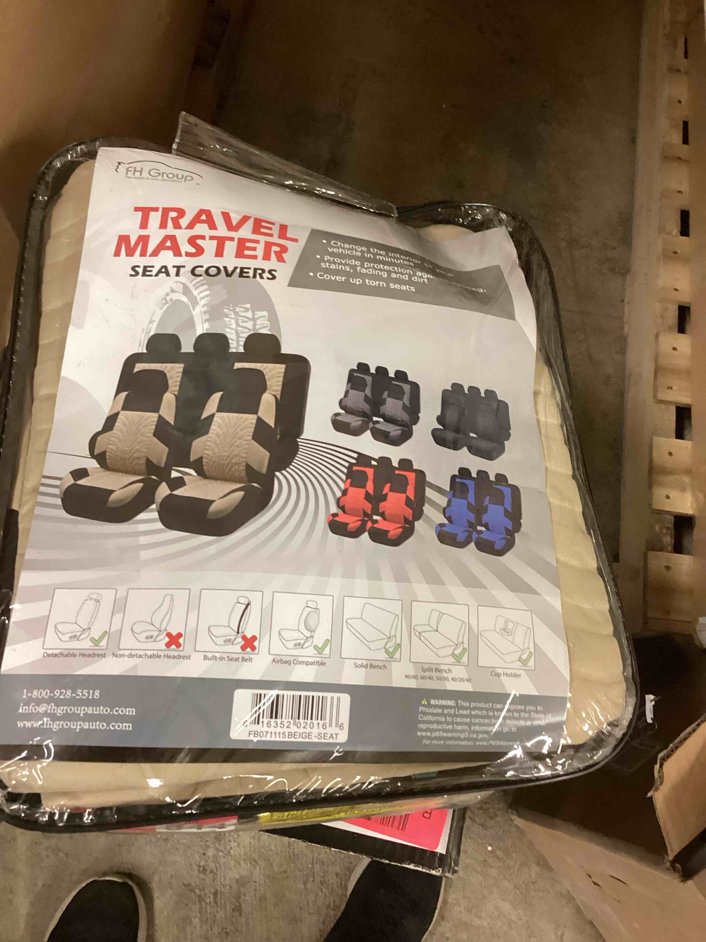 Condition photo showing Good Condition for fh group car seat covers full set beige premium cloth - universal fit, automotive, low back front, airbag compatible, split bench rear seat, washable seat cover for suv, sedan (b01hutsgtk)