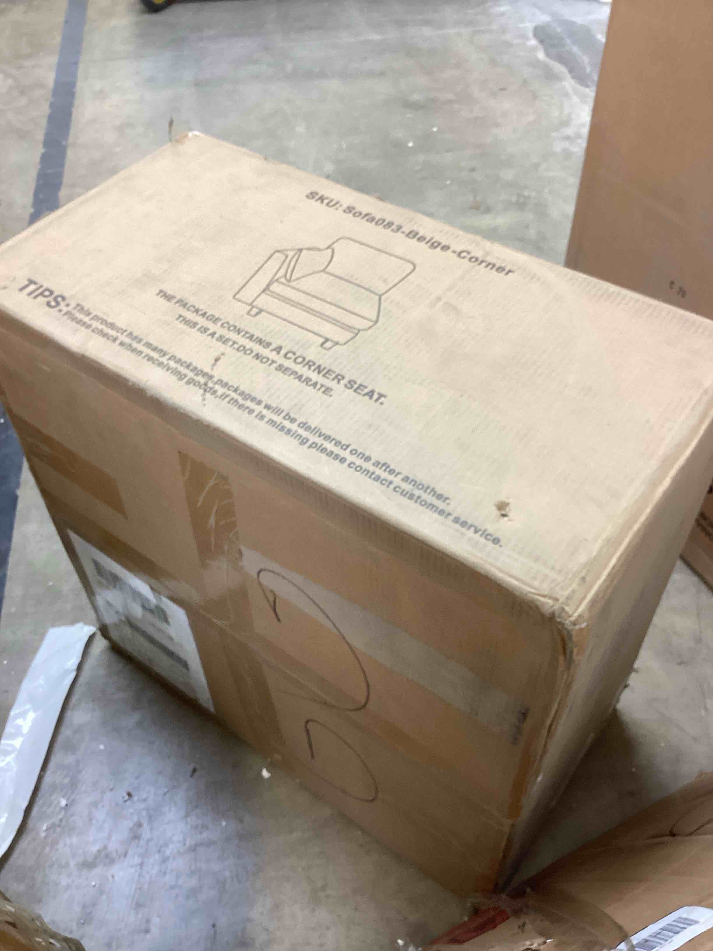 Condition photo showing New/Like New for modular sectional sofa with storage, u shaped sectional couch for living room, convertible modular sofa couch with ottomans, high supportive & soft sponge, beige(incomplete box 1 only a corner seat) 