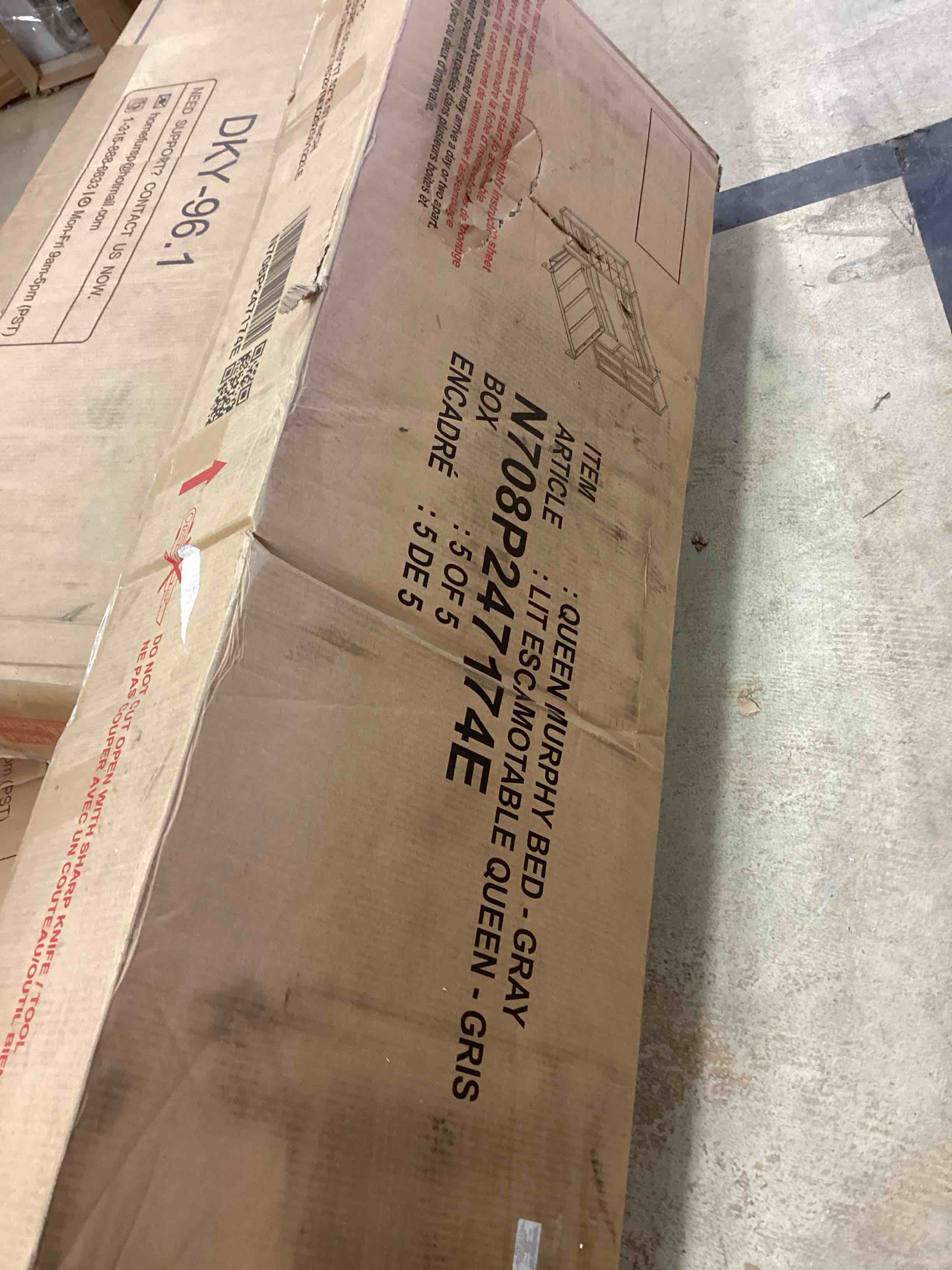 Condition photo showing Good Condition for queen murphy bed, gray (incomplete 1 box of 5 only)