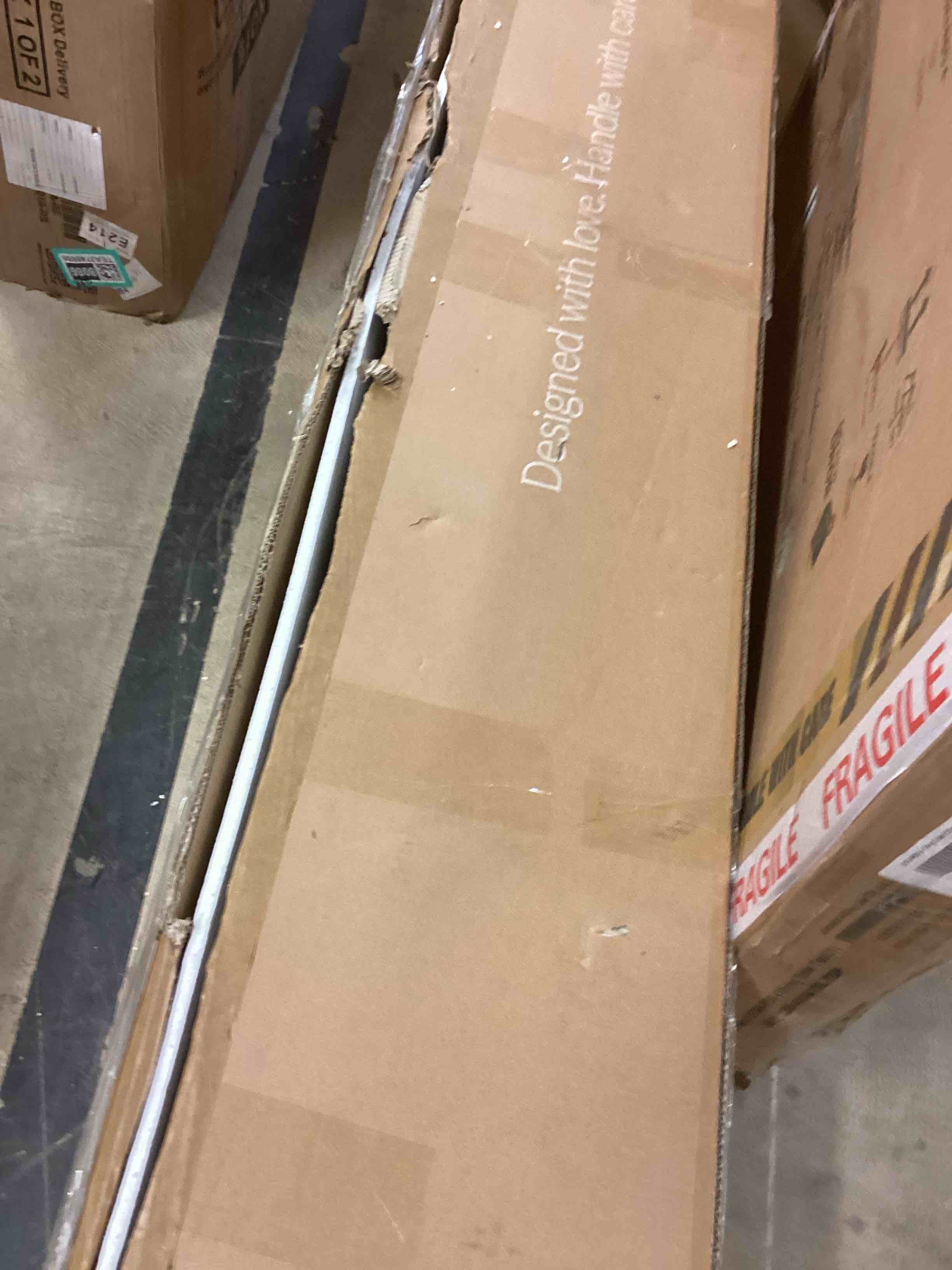 Condition photo showing Good Condition for modway keynote modern king size bed frame with curve shaped headboard in taupe, upholstered performance velvet king platform bed, soft cloud bed frame, no box spring needed (incomplete one box of two only)