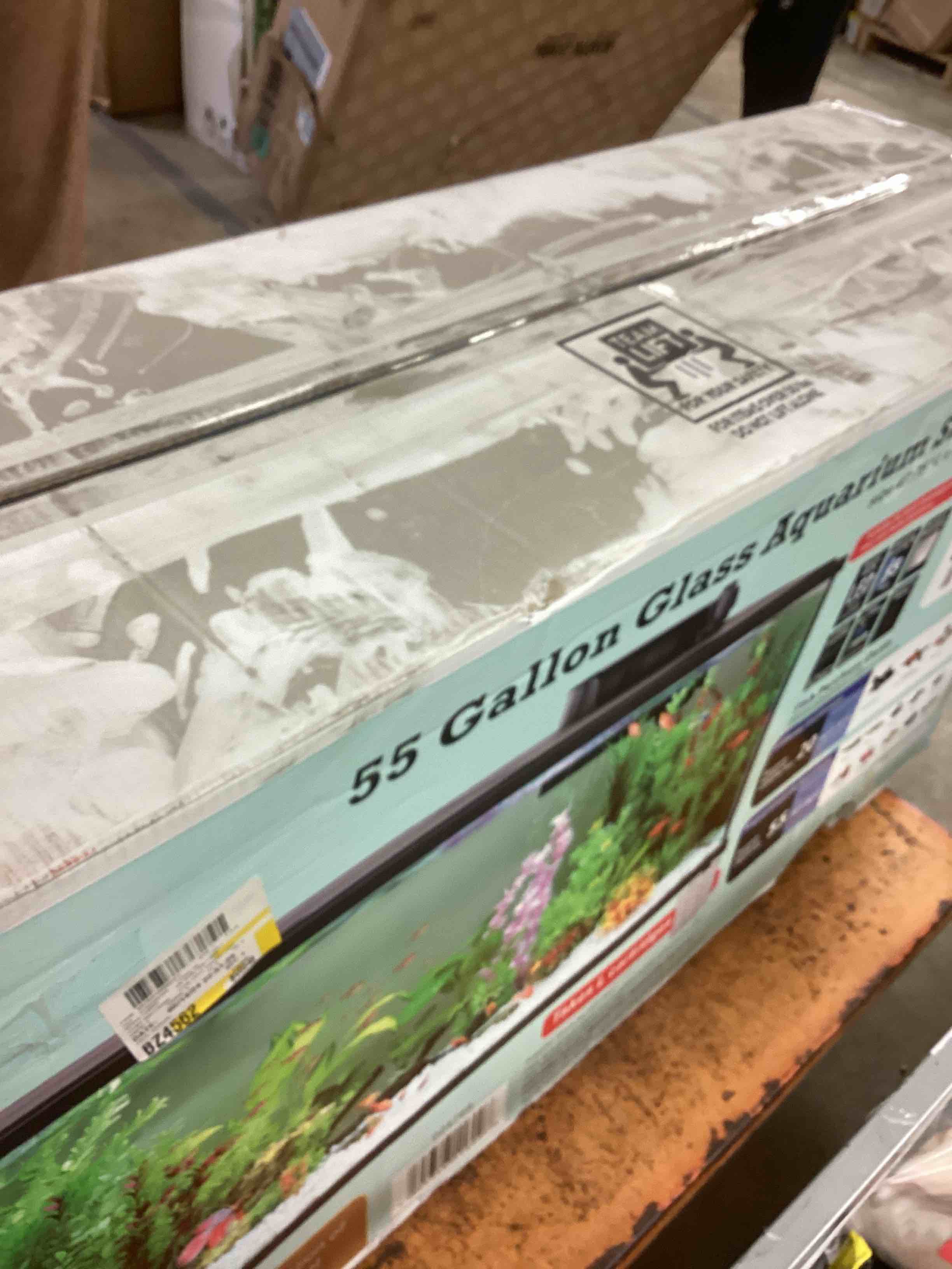 Condition photo showing As Is for z55 gallon glass led aquarium starter kit