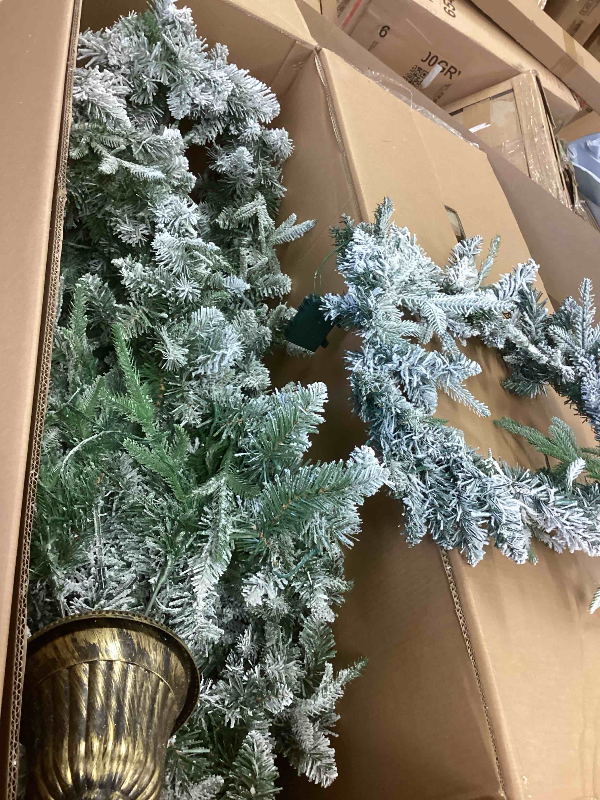 Condition photo showing As Is for  pre-lit christmas artificial tree 4-piece set, garland