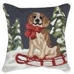 Liora manne front porch winter dog sled indoor/outdoor pillow 