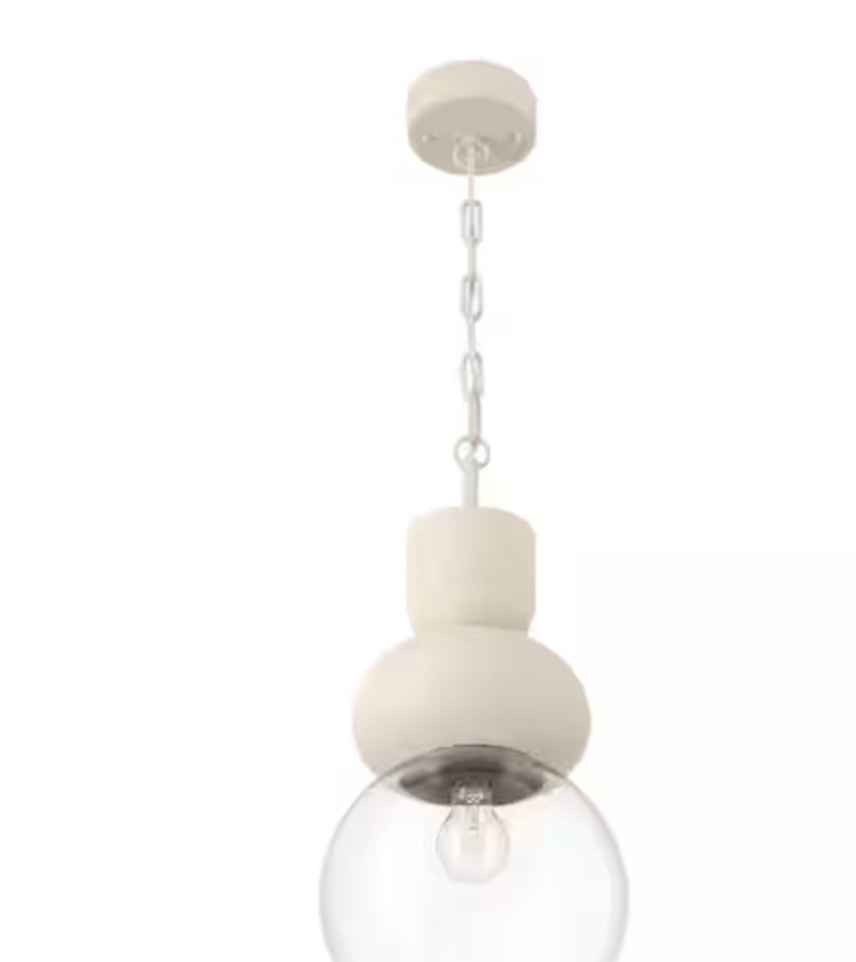 Cannon 40-Watt 1 Light Ivory White Iron Bubble Pendant Light