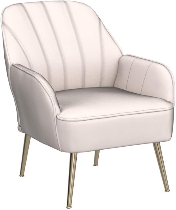 LUCKHAO Velvet Accent Chair Set of 2,Modern Comfy Upholstered Armchair Cozy Single Sofa Chairs with Gold Metal Legs for Living Room,Reading,Bedroom,Office(Beige) (SIMILAR) 