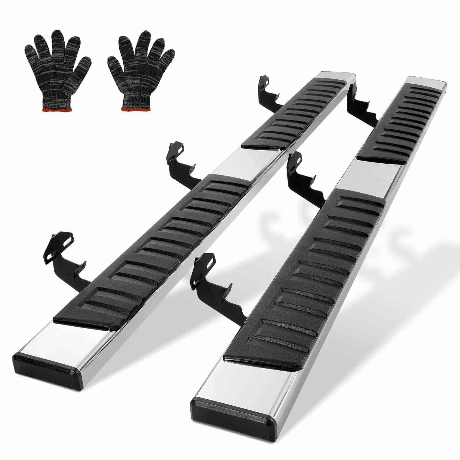 VEVOR Running Boards, 6" Step Bars Compatible with 2015-2023 Ford F150-Crew Cab/2017-2023 Ford F-250 F-350 Super Duty Crew Cab, 201 Stainless Steel Side Steps Nerf Bars, 500LBS Capacity, 2 Piece
