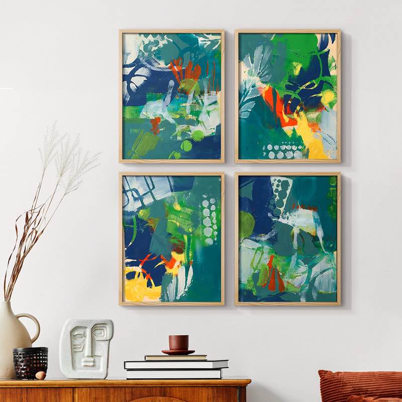 Printed Neutral Andaman I Framed Print - Set of 4 (Set of 4)