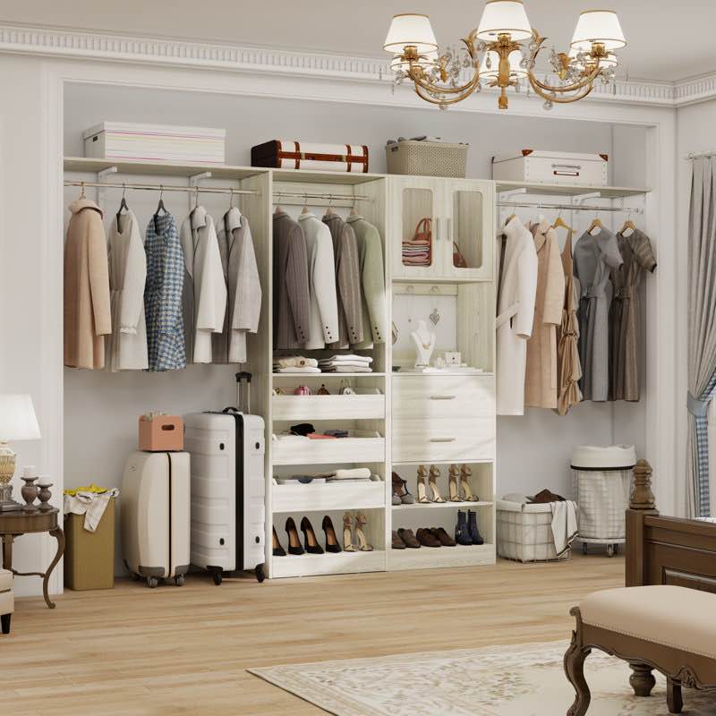80"-120" closet system with door and wooden drawers?adjustable width? by rebrilliant (incomplete only one box) 