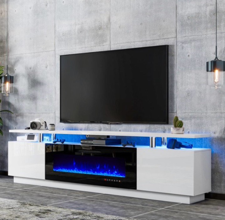 VANACC 80" Fireplace TV Stand with 40" Electric Fireplace for TVs up to 90",  (color natural oak, similar) (Box 1 for 2 only) 