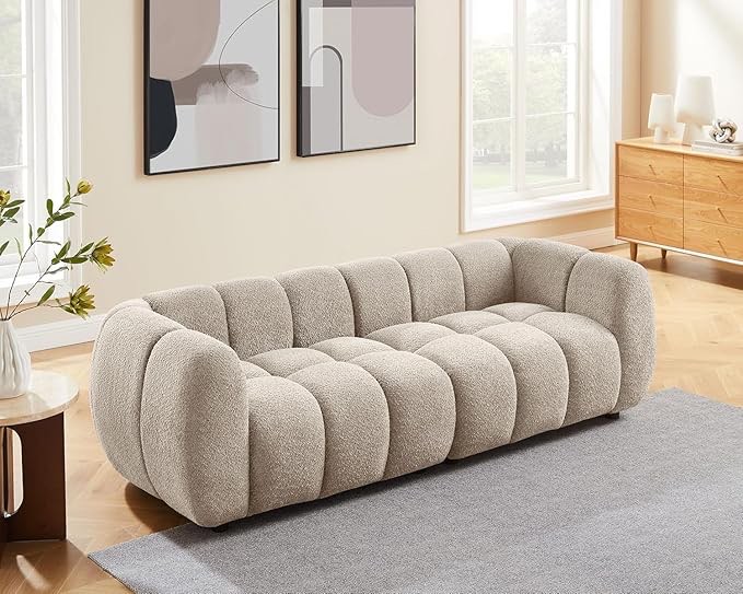 vanomi 88" oversized boucle sofa, modern upholstered tufted cloud couch, deep seat boucle sofa,cozy modern 3 seater couch for living room ( incomplete, only the backrest of the sofa)