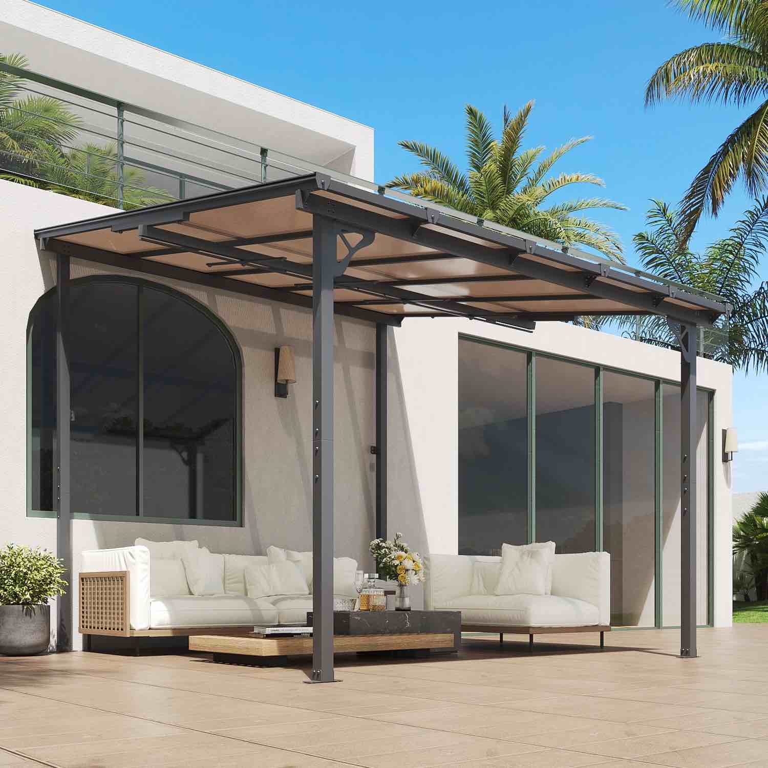 Aoxun 10’x 10’ Hardtop Gazebo, Outdoor Pergola for Garden, Patio, Backyard (incomplete one box of two only)
