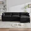 112.2 in. Width Black Chenille Fabric Straight Arm L-Shaped Sectional Sofa Couch with Ottoman for Living Room (incomplete 2 boxes only)