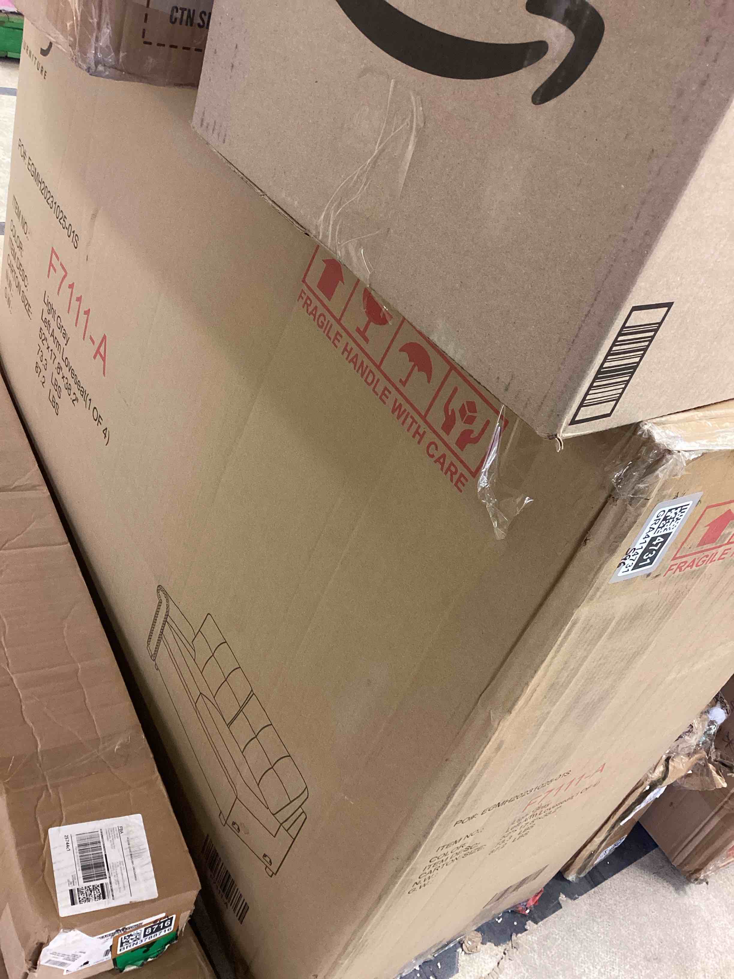 Condition photo showing New/Like New for nazlije upholstered pull - out sleeper sectional chaise with storage-incomplete 1 box  only 
