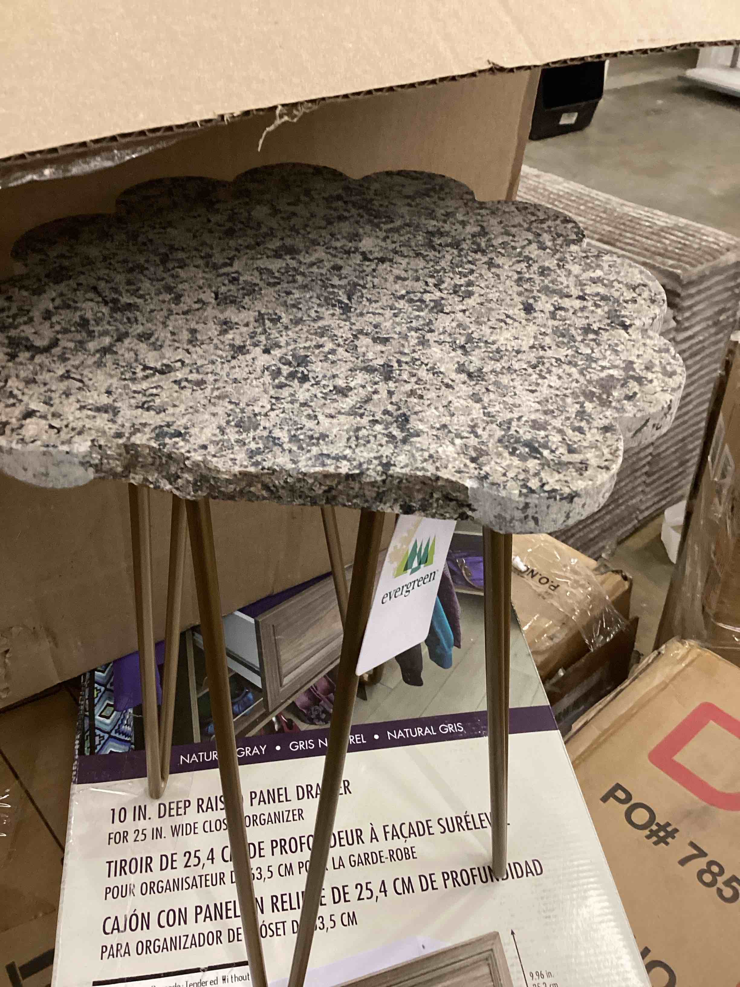 Condition photo showing As Is for evergreen - terazo flower marble plant stand (1-pack)