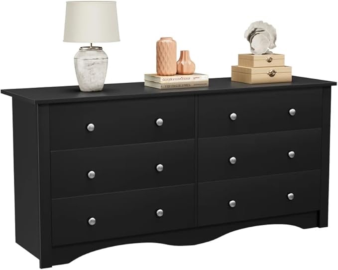 homall dresser for bedroom, 6 drawer dresser, wood chest of drawers, storage dressers organizer, for living room, hallway, entryway (black)