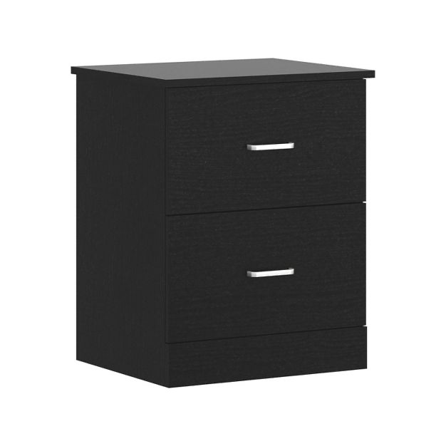 galano 2-drawer nightstands with metal handles in black oak 18.7" w × 15.7" d × 23.7" h