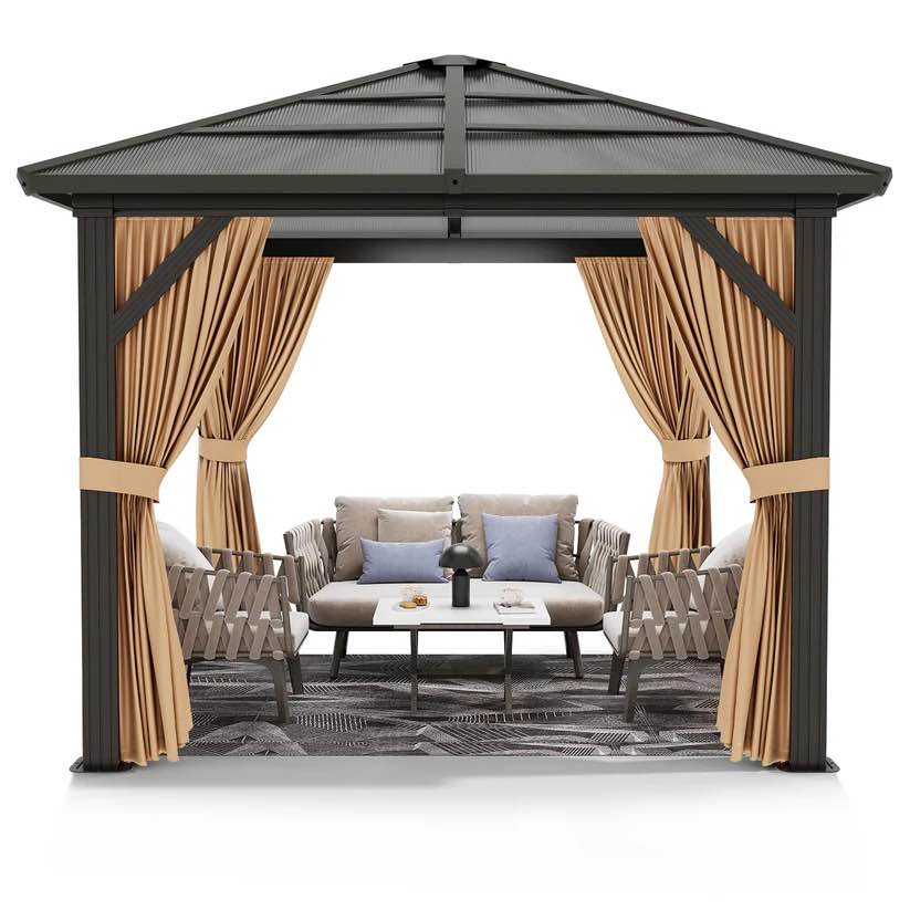 Garvee 10x10ft Hardtop Gazebo Outdoor Canopy Aluminum Frame Polycarbonate (incomplete only 1 box for pickup )