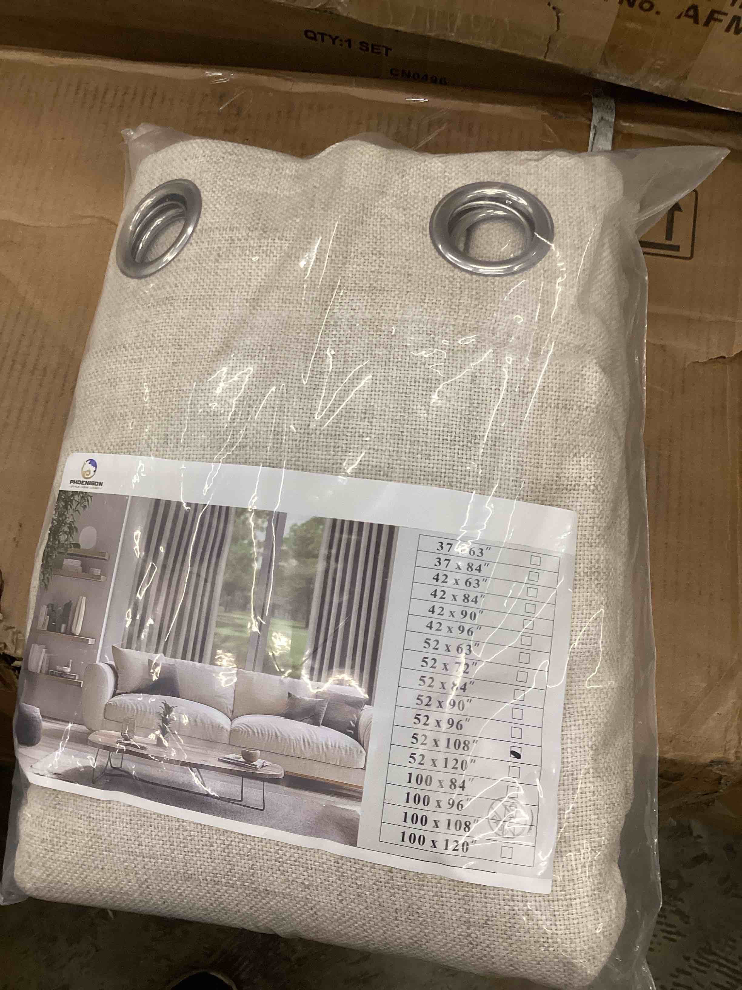 Condition photo showing New/Like New for blackout linen curtains, thick linen blackout curtains for living room, thermal insulated textured linen curtains for bedroom, blackout drapes with grommet 2 panels, w52×l84, ivory