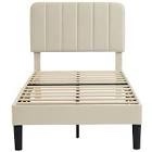 Upholstered Beige Metal Frame king Size Platform Bed Frame