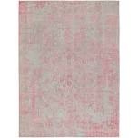 Rose Pink All Over Design Wool and Art Silk Jacquard Hand • Loomed Runner Oriental Rug (8” x 10”)
