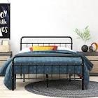 Zinus Queen Black Metal Platform Bed with Headboard