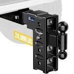 Adjustable Tow Hitch Fits 2.5" Receiver, Trailer Hitch with 9" Drop/Rise, Dual Ball Mount (2-5/16" & 2"), 8,000 Ibs Towing Capacity, Drop Hitch for Trucks with Hitch Pin Lock