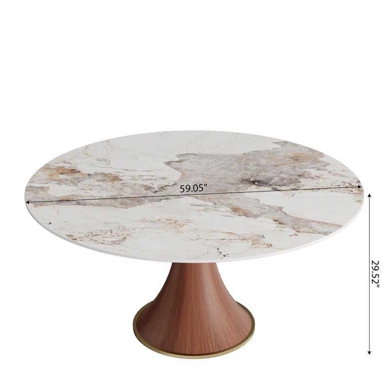 Wildon Turntable Round Sintered Stone Dining Table With Lazy Susan For 6-8 People By Orren Ellis (INCOMPLETE ONLY TOP)