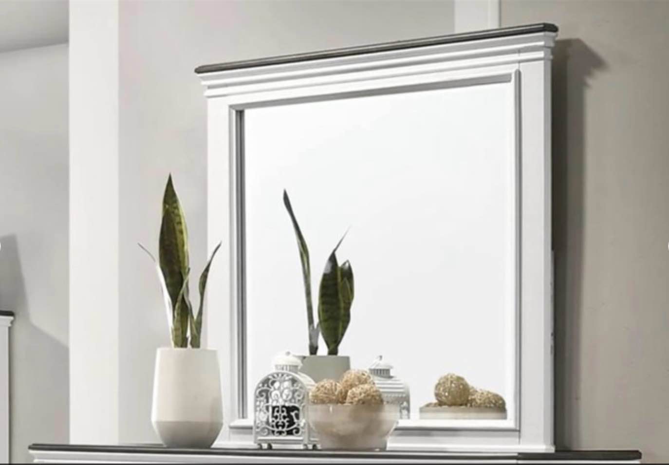 Roundhill Furniture Mirror 43x41in White/Gray